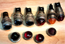 6 Large Vintage Drake Domed Pilot Light Indic...