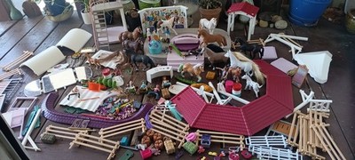 Huge Lot Of Schleich Horses & Parts, Misc. Pieces Of Playsets Riders Accessories