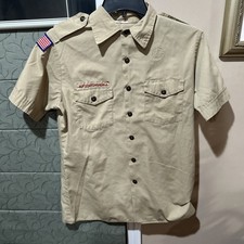Boy Scout BSA UNIFORM SHIRT Mens Medium Short Sleeve Tan P27