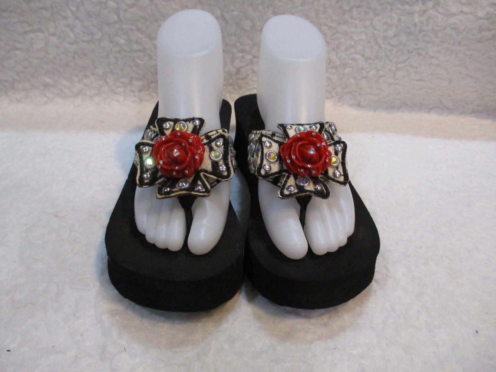 Women's, Grazie, Black, Bling, Flip Flop, Sandals, Shoes, Size, 7.5
