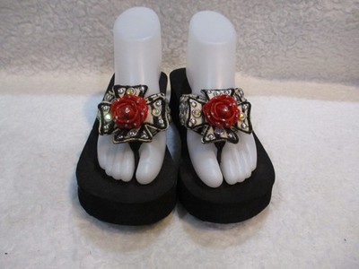 Women's, Grazie, Black, Bling, Flip Flop, Sandals, Shoes, Size, 7.5