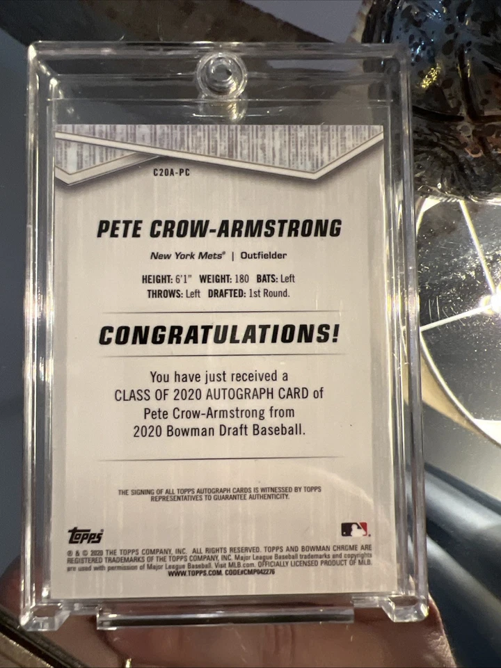 Pete Crow Armstrong 2020 Bowman Chrome Class Of 2020 Auto Gold /50 - Image 2 of 2