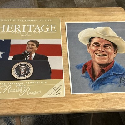 Ronald Reagan Promo Cowboy 8x10 Art Print & Heritage Foundation Tribute Magazine