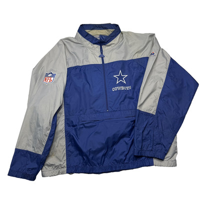 Vintage Dallas Cowboys Jacket Mens XL Blue Apex One Anorak Pullover Windbreaker