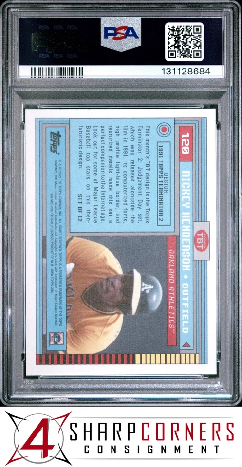 2022 TOPPS THROWBACK THURSDAY #120 RICKEY HENDERSON HOF POP 4 PSA 10 - Image 2 of 3