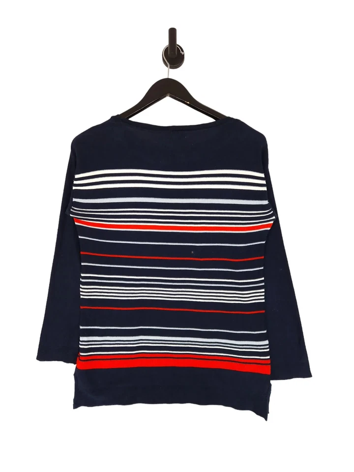 BarbourWhitby Knit Jumper Size UK 10 In Blue Women's Striped Pullover Sweater - Image 2 of 4