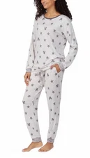 NEW DISNEY Women's Size L Cozy Lounge Set Pajamas Grey Mickey Mouse Top & Pants