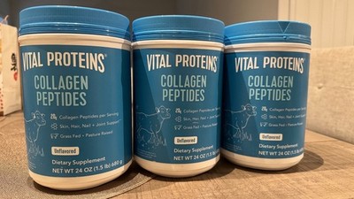Lot of 3 Vital Proteins Collagen Peptides Unflavored 24oz Sealed Exp 01/2029