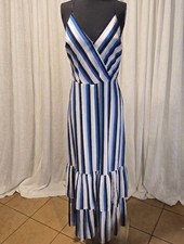 Banana Republic Blue and White Striped Wrap Maxi Dress