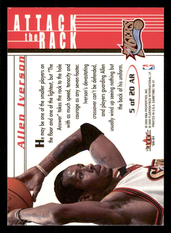 2000-01 Fleer Game Time Attack the Rack #AR5 Allen Iverson - Image 2 of 2