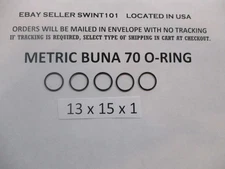 13mm ID x 15mm OD x 1mm thick O-ring. Buna-70.   Quan 5.