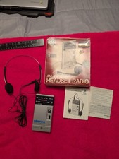 Vintage GE 7-1600 AM/FM Stereo Headset Radio 1985 w/ Box Manual Headphones WORKS