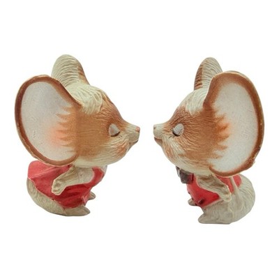 Mid Century Kissing Mice Figurines Hand Painted 2  Tall Hong Kong