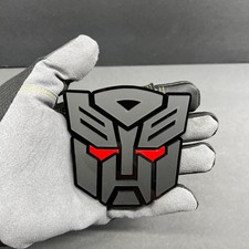 2x Autobot Transformer Mask Car Fender Badge Emblem Matte Black Red Eye Decal