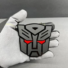 2x Autobot Transformer Mask Car Fender Badge Emblem Matte Black / Red eye Decal