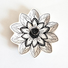 Small Flower Jewelry Dish Tray, Decorative Ceramic Trinket Dish, Modern Accent T