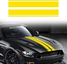 63''x13'' Body Stripes Stickers, Cars Hood Vinyl Decals, Car Pattern Yellow