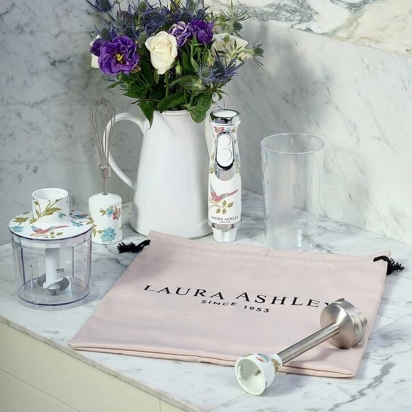 Laura Ashley 4-in-1 Hand Blender Set Floral Print 150W Whisk Chopper New Box