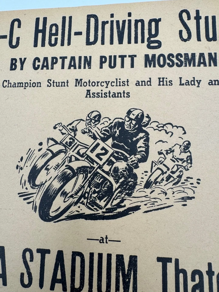 Anuncio de conducción de acrobacias de motocicleta vintage Foto 3 de 4