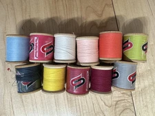 Vintage Wooden Spool Spun Dee 100% Polyester Thread Lot Of 11