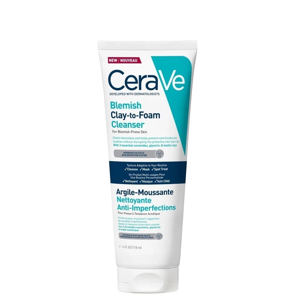 CeraVe Blemish Clay-to-Foam Cleanser 118ml Face Cleanse, Mask, Blemish (6836)