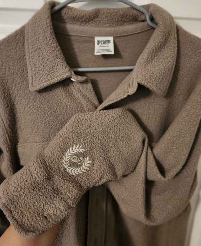 PINK Victoria's Secret Women’s Brown Button-Front Shacket Jacket M Logo Pockets