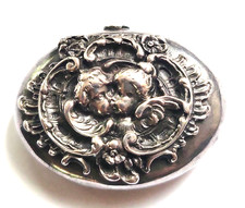 Antique Art Nouveau William Kerr. Sterling Silver Snuff Box with Cupid's Kiss.