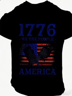 1776 We The People America Eagle Patriotic Graphic Stretch Tee Men s XXL Black
