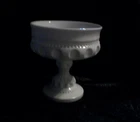 Indiana Glass Kings Crown Thumbprint  White Milk Glass Compote Dish 5 1/4"