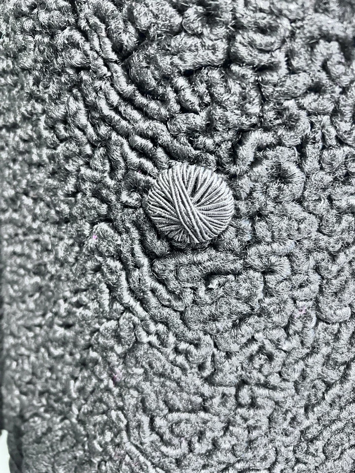 Искусственный мех персидский ягненок кудрявый пальто двубортный 1950-х 60-х XL старый Hollywood Midi - Изображение 3 из 4