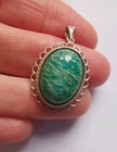 Vintage Sterling Silver Green Agate Pendant R3N