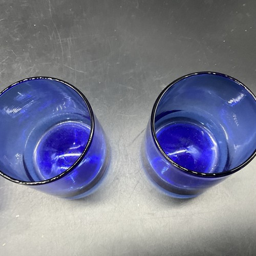 Hand Blown Cobalt Blue Decanter Bottle With Medalian “IRA 1871” With 2 Glasses - Picture 5 of 9