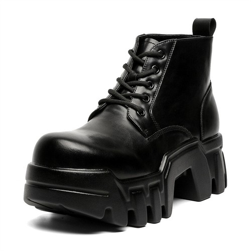 Men's High Top Mid Platform Heel Ankle Boots Shoes Punk Gothic Motorcycle - Picture 18 of 18