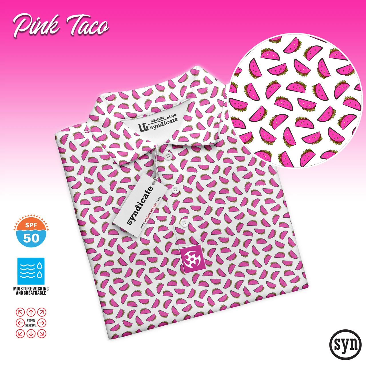 Syndicate Pink Taco Performance Polo
