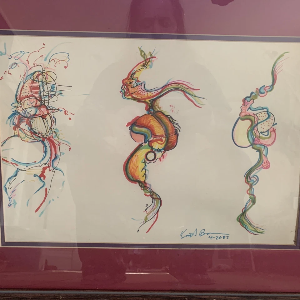 Pintura psicodélica original Keith Brown 22x18” de colección rara ¡Guau! Firmado Foto 2 de 4