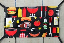 Red and Black Barbecue Print 100% Cotton Face Mask. Hand sewn mask made in USA.