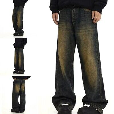 Mens Vintage Y2k Wash Baggy Jean Hip Hop Straight Leg Pants Mens Vintage Y2k Wash Baggy Jean Hip Hop Straight Leg Pants