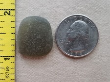 GENUINE PURE BEACH SEA GLASS SURF TUMBLED OLIVE GREEN OCEAN FROSTED PENDANT N7