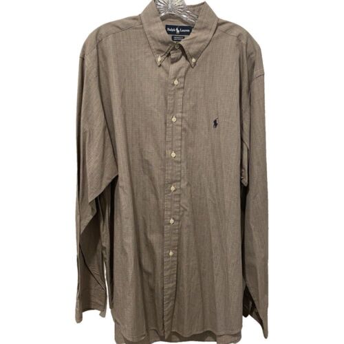 Camicia Ralph Lauren uomo taglia XL marrone Yarmouth manica lunga con bottoni - Foto 3 di 7