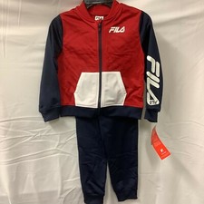 Fila Boys Outfit Set Navy Colorblock Full Zip Long Sleeves 2 Piece Set Size 4