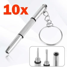10pcs 3in1 Eyeglass Screwdriver Tool Kit Keychain Glasses Watch Phone Repair US