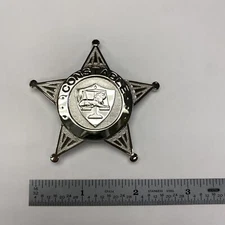 Constable Badge Silver Star W/Lion & Scales - Safety Pin Backing - NEW