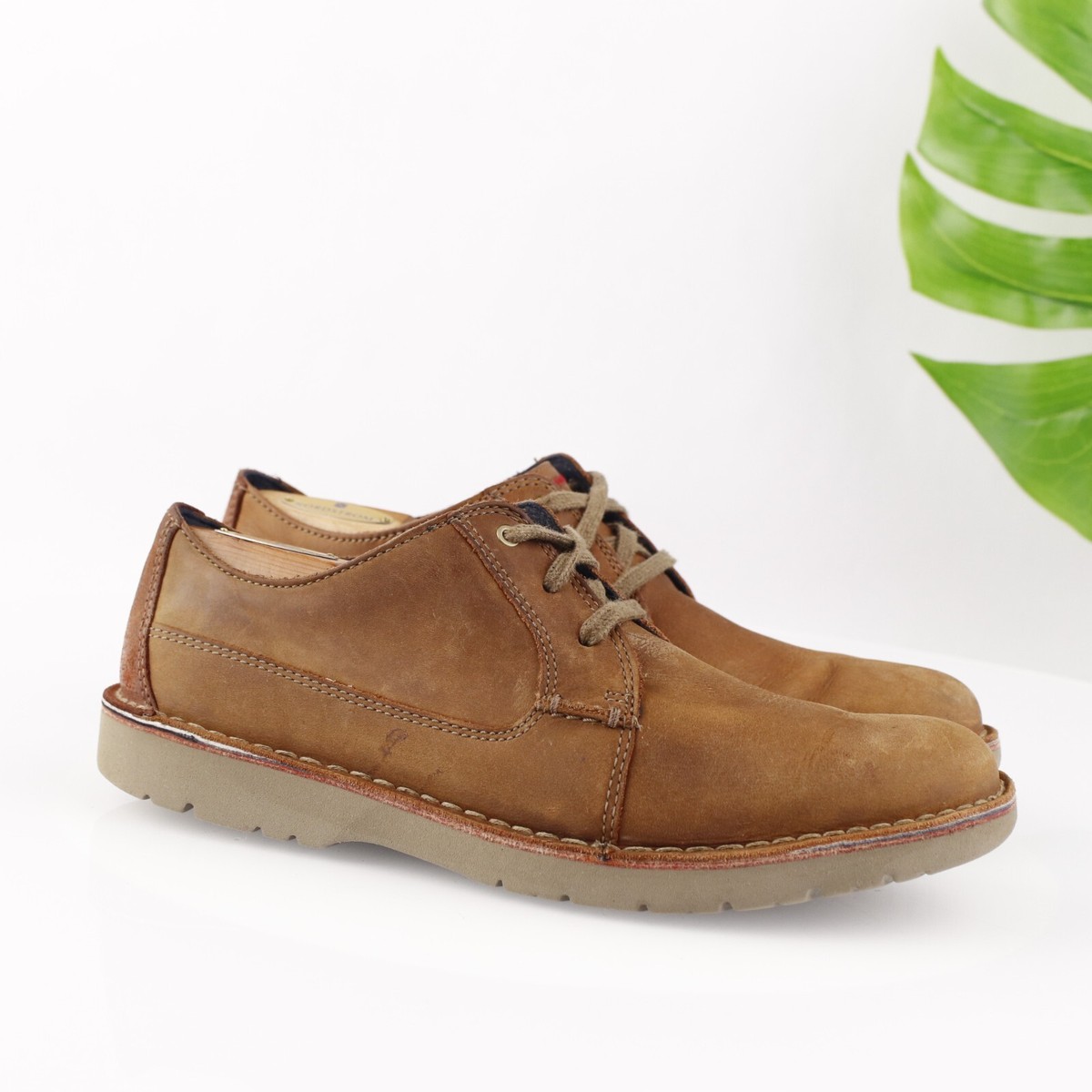 Clarks Mens Vargo Oxford Size 8.5 M Tan Leather Lace Up 