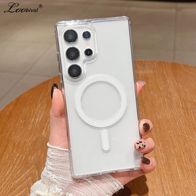 Transparent for Magsafe Acrylic Case for Samsung Galaxy S25 Ultra S24 S22 Plus S