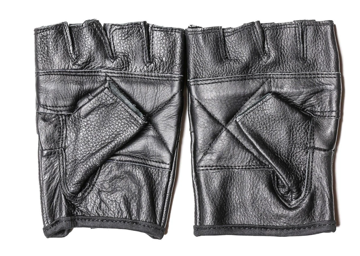 Leather biker shop gloves fingerless