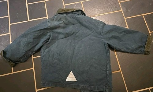 90s L.L. Bean Kids Canvas Barn Chore Jacket Corduroy Collar Green Size Small - Picture 6 of 7