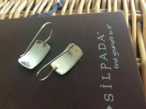 Silpada Sterling Silver Hammered Tab Necklace Rectangle Earrings Set N1592 W0991 - Picture 4 of 12
