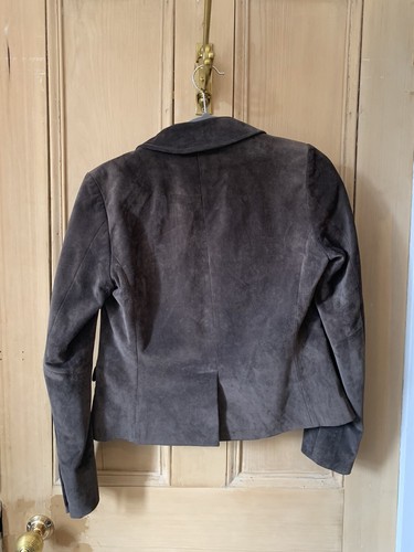 j crew lined brown leather collared blazer jacket size small - Picture 7 of 7