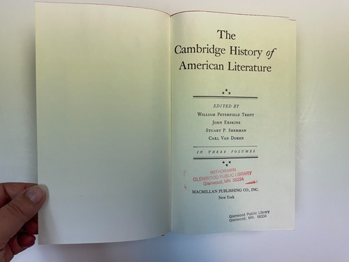 The Cambridge History of American Literature 3 Volumes in One 1917 HC Ex-Lib - Picture 5 of 21