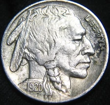 Beautiful SHARP AU Details 1920-P BUFFALO NICKEL 5¢ --Porous Surfaces-- KQ89IN